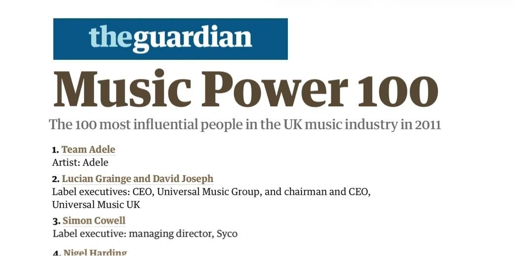The Guardian Music Power 100, 2011